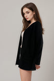 Black Long Sleeve Open Front Cardigan