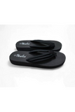 Pair of black platform flip flops with cushioned straps