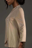 Women’s beige V-neck blouse long sleeve satin look casual top