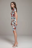 Women’s floral bodycon midi dress short sleeve fitted summer party outfit