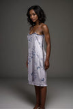 Women’s satin butterfly print nightdress sleeveless slip midi sleepwear dress