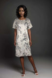 Womens cream floral print midi dress with short sleeves