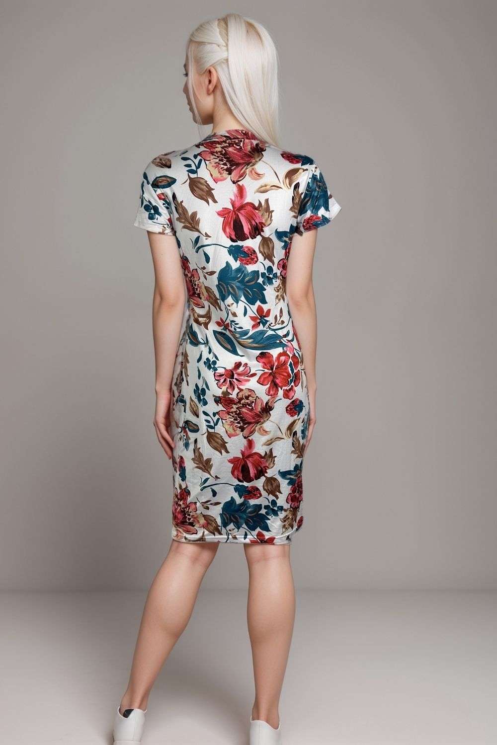 Women’s floral bodycon midi dress short sleeve fitted summer party outfit