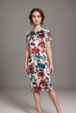 Women’s floral bodycon midi dress short sleeve fitted summer party outfit